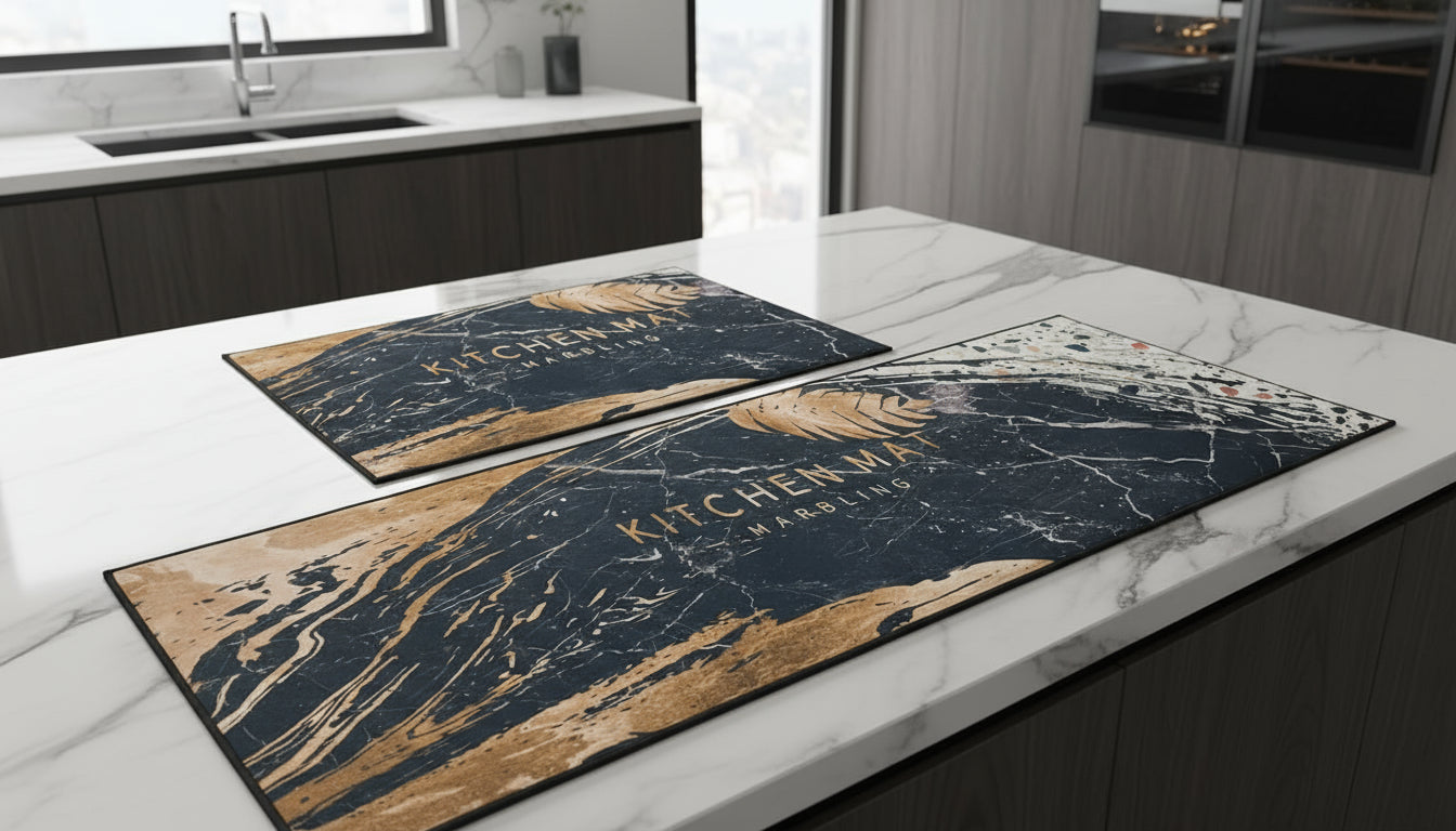 Rubber Floor Mat with Runner Geometric Pattern