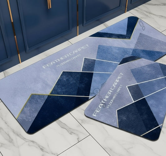 Rubber Floor Mat with Runner Geometric Pattern