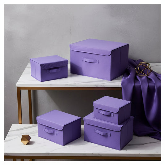 Foldable Non-Woven Big and Small Storage Basket Bins Wardrobe Closet Organizer (Pack of 2)