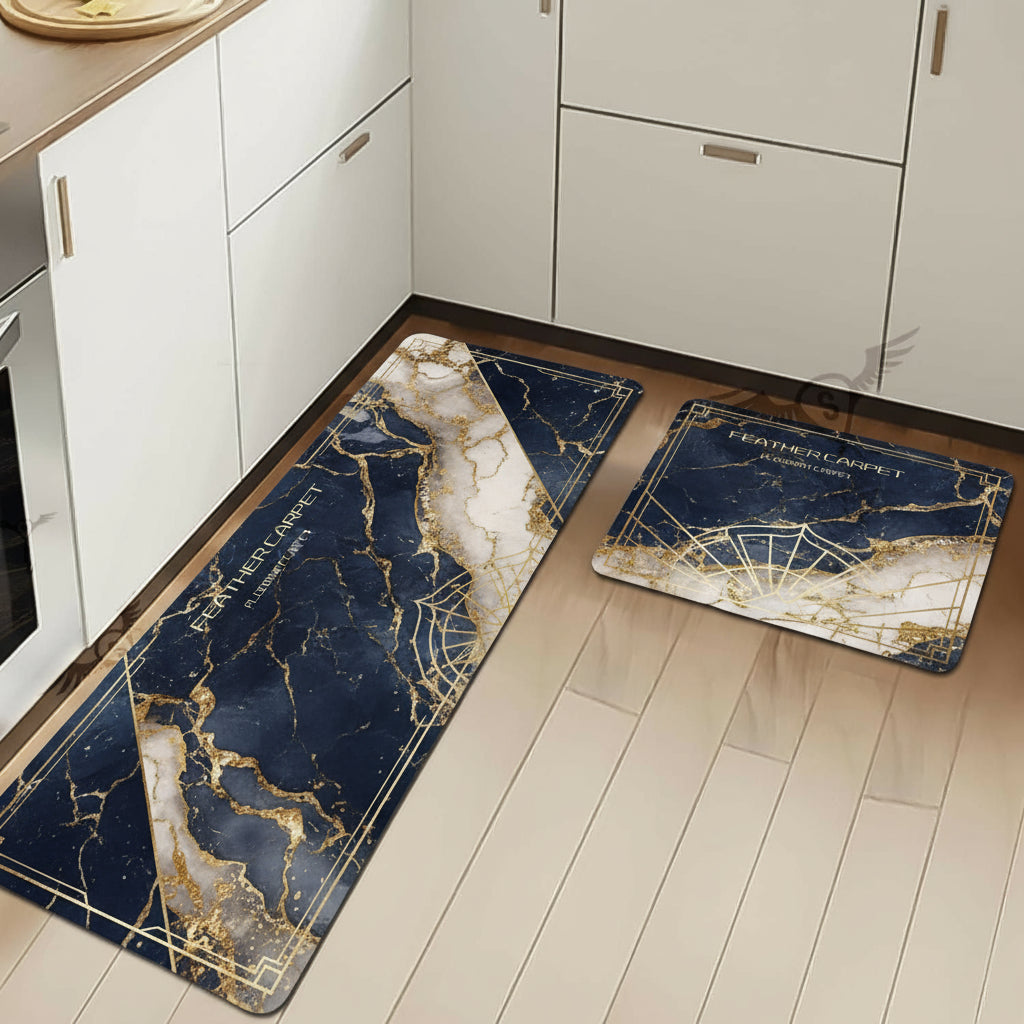 Rubber Floor Mat with Runner Geometric Pattern