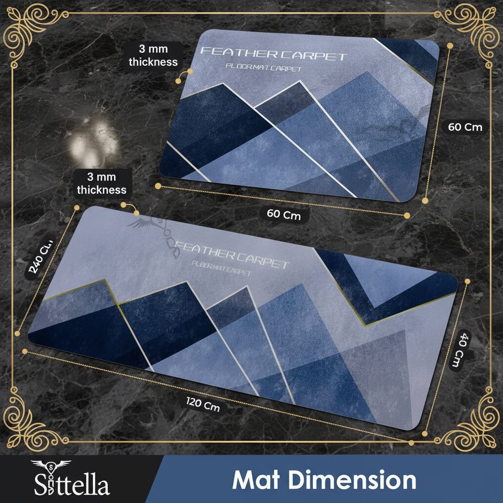 Rubber Floor Mat with Runner Geometric Pattern