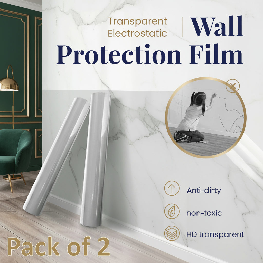 Self- Adhesive Transparent Electrostatic Wall Protection Film (Pack of 2)